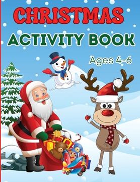 portada Christmas Activity Book for Kids Ages 4-6: Children Workbook Games Activities: Coloring, Mazes, Spot The Difference, Tracing, Counting, Dot to Dot, Dr (en Inglés)
