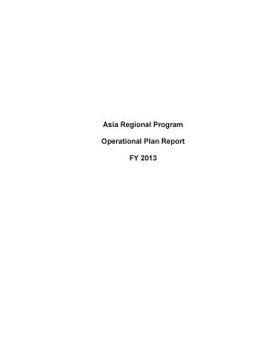 portada Asia Regional Program Operational Plan Report FY 2013 (en Inglés)