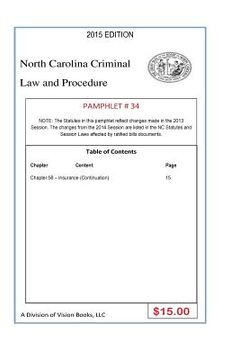 portada North Carolina Criminal Law and Procedure-Pamphlet 34 (en Inglés)