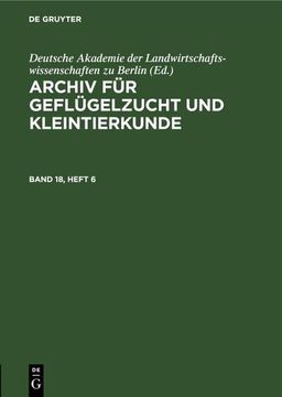 portada Archiv für Geflügelzucht und Kleintierkunde. Band 18, Heft 6 (in German)