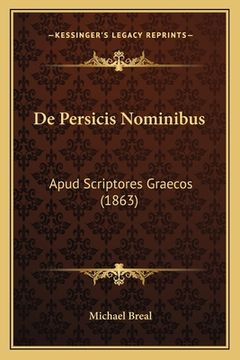 portada De Persicis Nominibus: Apud Scriptores Graecos (1863) (in Latin)