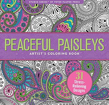 portada Peaceful Paisleys Adult Coloring Book (31 stress-relieving designs) (Studio) (en Inglés)