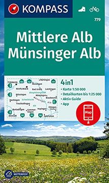 portada Kompass Wanderkarte 779 Mittlere Alb, Münsinger alb 4In1 Wanderkarte 1: 50000 mit Aktiv Guide und Detailkarten Inklusive Karte zur Offline Verwendung in der Kompass-App. Fahrradfahren. (en Alemán)