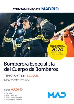 portada Bombero/A Especialista del Cuerpo de Bomberos del Ayuntamiento de Madrid. Bloque i Conocimientos Comunes