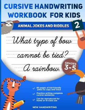 portada Cursive Handwriting Workbook for Kids: Animal Jokes and Riddles 2 (en Inglés)