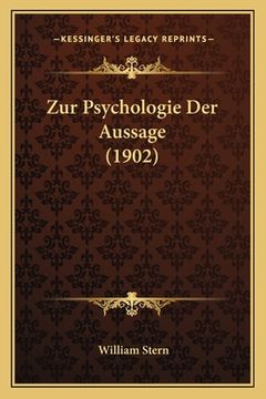 portada Zur Psychologie Der Aussage (1902) (en Alemán)