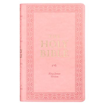 portada KJV Holy Bible, Giant Print Standard Size Faux Leather Red Letter Edition - Ribbon Marker, King James Version, Pink (in English)