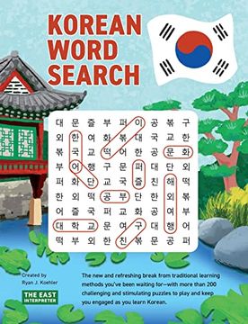 portada Korean Word Search: Learn 2,400+ Essential Korean Words Completing Over 200 Puzzles (en Inglés)