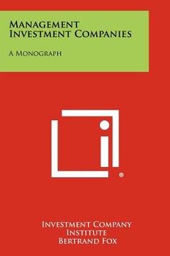 portada management investment companies: a monograph (en Inglés)