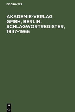 portada Akademie-Verlag Gmbh, Berlin. Schlagwortregister, 1947¿ 1966 (en Alemán)