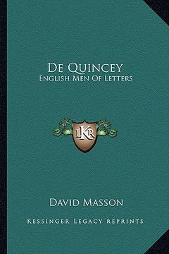 portada de quincey: english men of letters (en Inglés)