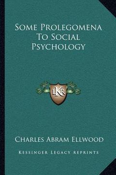 portada some prolegomena to social psychology (en Inglés)
