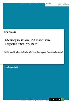 portada Adelsorganisation und ständische Korporationen bis 1806