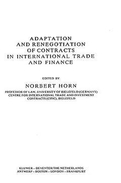 portada adaptation and renegotiation of contracts in international trade and finance (en Inglés)