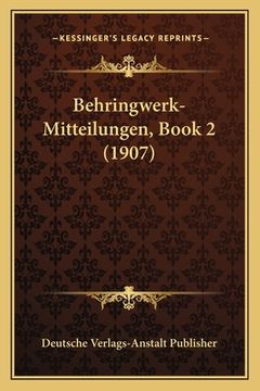 portada Behringwerk-Mitteilungen, Book 2 (1907) (en Alemán)