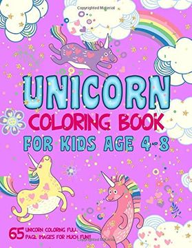 portada Unicorn Coloring Book for Kids age 4-8: 65 Unicorn Coloring Full Page Images for Much Fun! (Activity Smart Kids) (en Inglés)