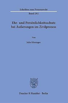 portada Ehr- Und Personlichkeitsschutz Bei Ausserungen Im Zivilprozess (en Alemán)