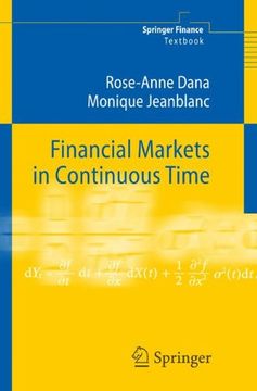 portada Financial Markets in Continuous Time (Springer Finance) (en Inglés)