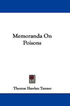 portada memoranda on poisons (en Inglés)