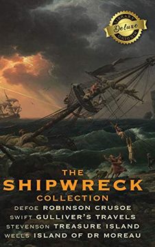 portada The Shipwreck Collection (4 Books): Robinson Crusoe, Gulliver'S Travels, Treasure Island, and the Island of Doctor Moreau (Deluxe Library Binding) (in English)