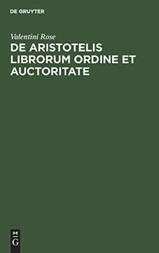 portada De Aristotelis Librorum Ordine et Auctoritate: Dissertatio. (en Latin)