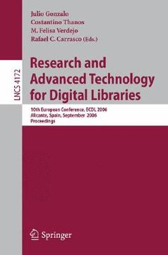 portada research and advanced technology for digital libraries: 10th european conference, ecdl 2006 alicante, spain, september 2006 proceedings (in English)
