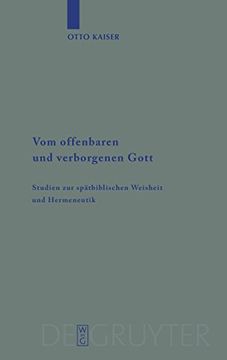 portada Vom Offenbaren und Verborgenen Gott (Beihefte zur Zeitschrift f r die Alttestamentliche Wissensch) (in German)