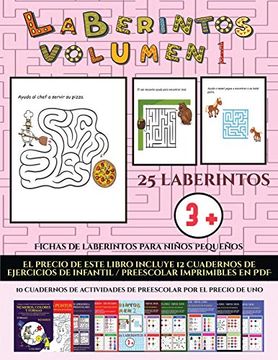 portada Fichas de Laberintos Para Niños Pequeños (Laberintos - Volumen 1): (25 Fichas Imprimibles con Laberintos a Todo Color Para Niños de Preescolar (in Spanish)