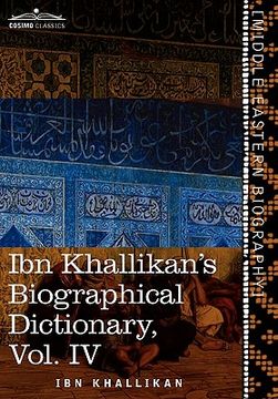 portada ibn khallikan's biographical dictionary, vol. iv (in 4 volumes) (en Inglés)
