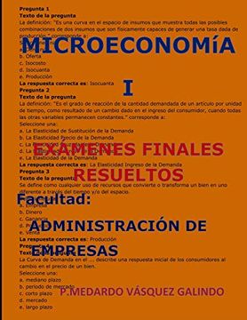 portada Microeconomia I-Exámenes Finales Resueltos: Facultad: Administración de Empresas (in Spanish)