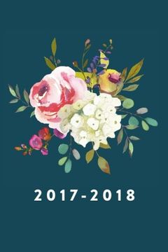 portada Academic Planner 2017 - 2018: Monthly & Weekly, Navy Watercolor Floral, August 2017 - July 2018, 6" x 9", College, University or High School Student Planner