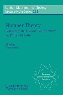 portada Number Theory Paperback: Seminaire de Theorie des Nombres de Paris 1993-94 (London Mathematical Society Lecture Note Series) (en Inglés)