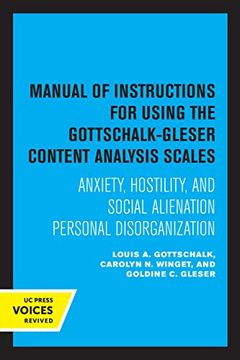 portada Manual of Instructions for Using the Gottschalk-Gleser Content Analysis Scales: Anxiety, Hostility, and Social Alienation-Personal Disorganization 