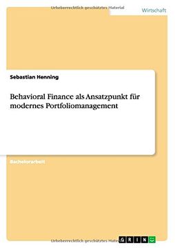 portada Behavioral Finance als Ansatzpunkt für modernes Portfoliomanagement (German Edition)