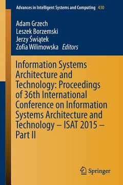 portada Information Systems Architecture and Technology: Proceedings of 36th International Conference on Information Systems Architecture and Technology - Isa (in English)