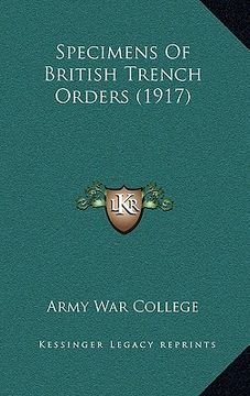 portada specimens of british trench orders (1917) (en Inglés)