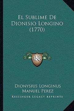 portada El Sublime de Dionisio Longino (1770)
