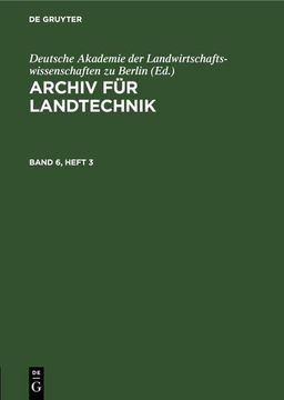 portada Archiv für Landtechnik. Band 6, Heft 3 (en Alemán)