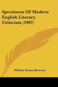 portada specimens of modern english literary criticism (1907) (in English)