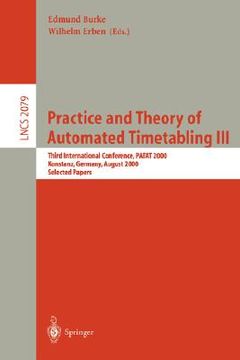 portada practice and theory of automated timetabling iii (en Inglés)