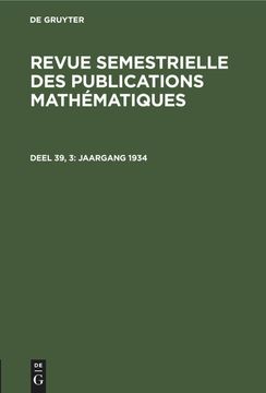 portada Revue Semestrielle des Publications Mathématiques, Deel 39, 3, Jaargang 1934