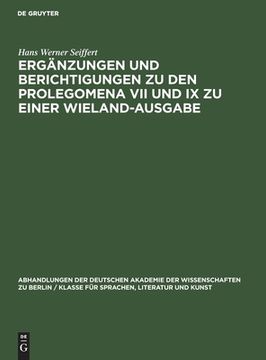 portada Ergänzungen und Berichtigungen zu den Prolegomena VII und IX zu einer Wieland-Ausgabe 