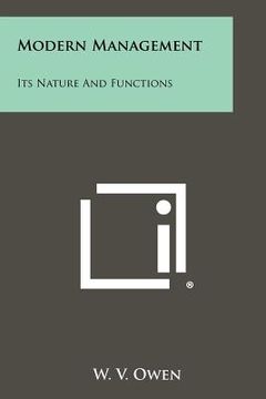 portada modern management: its nature and functions (en Inglés)