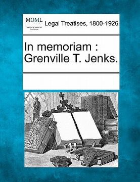 portada in memoriam: grenville t. jenks. (en Inglés)