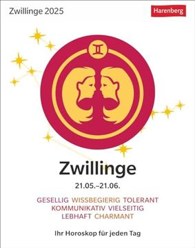 portada Zwillinge Sternzeichenkalender 2025 - Tagesabreißkalender - ihr Horoskop für Jeden tag (en Alemán)