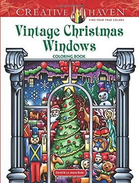 portada Creative Haven Vintage Christmas Windows Coloring Book (Adult Coloring) (en Inglés)