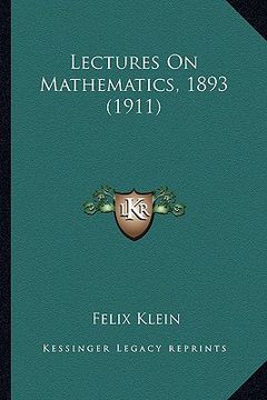 portada lectures on mathematics, 1893 (1911)