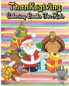 portada Thanksgiving Coloring Books For Kids: 100 Pages Thanksgiving & Christmas Coloring Books (Jumbo Coloring Books) (Super Fun Coloring Books For Kids) (en Inglés)