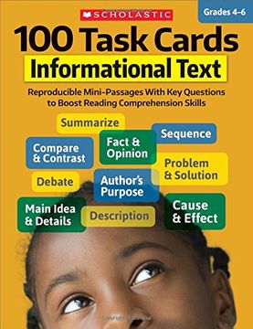 portada 100 Task Cards: Informational Text: Reproducible Mini-Passages with Key Questions to Boost Reading Comprehension Skills