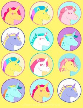 portada Unicorn Sticker Album For Girls: 100 Plus Pages For PERMANENT Sticker Collection, Activity Book For Girls, Yellow - 8.5 by 11